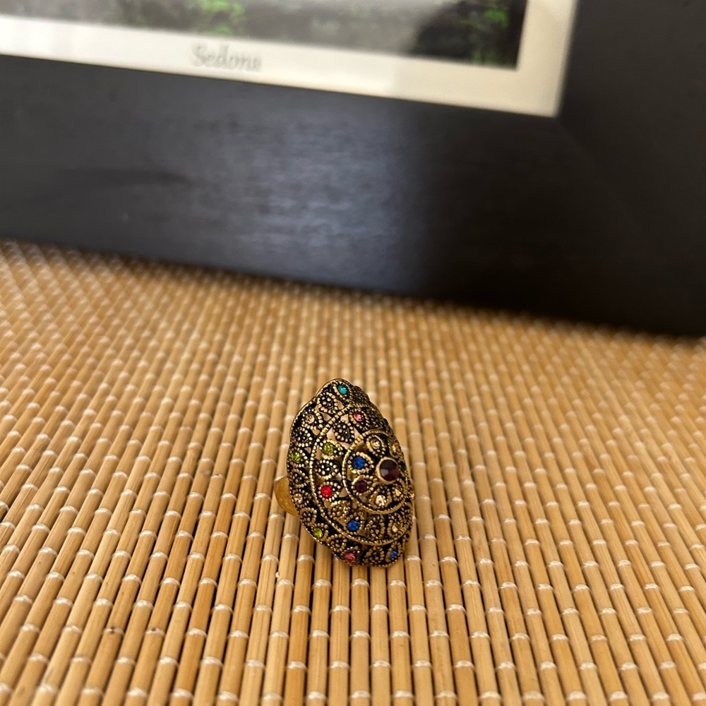 ✨ Turkish Multi Color Crystal Statement Cocktail Ring - Picture 12 of 12